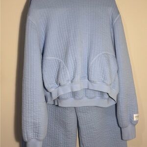 Aerie Light Blue Quilted Sweatshirt and Pants Set